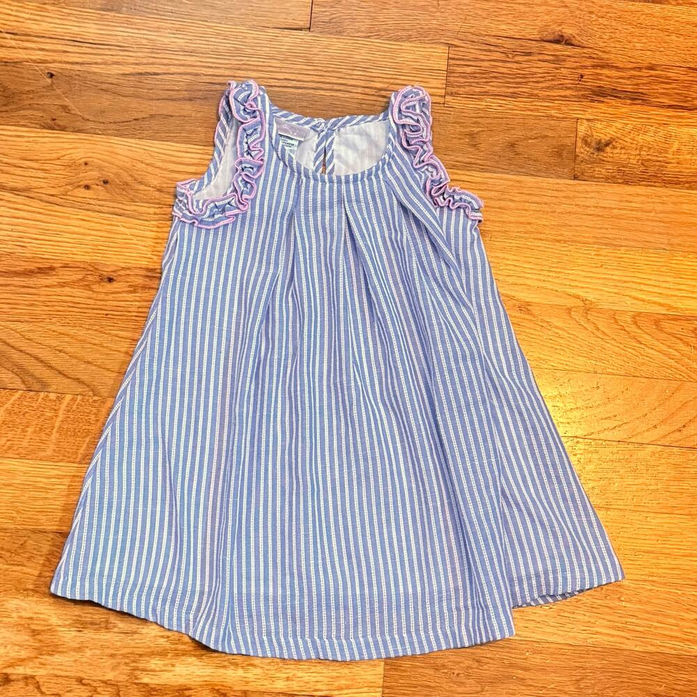 Iris & Ivy Girl Baby 18M Blue White Stripe Ruffle Sleeveless Babydoll Dress Cute